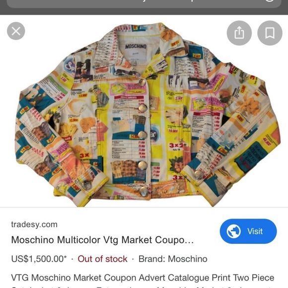 Vintage 90s Moschino RARE market print jean jacket - Picture 7 of 7